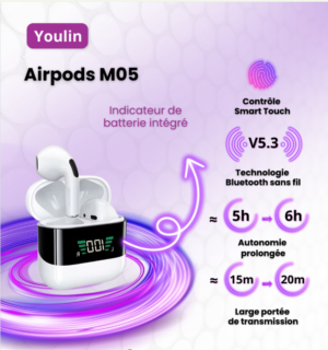 Youlin M05 Écouteurs Sans Fil – Performance, Style et Liberté Totale Youlin M05 Écouteurs Sans Fil – Performance, Style et Liberté Totale